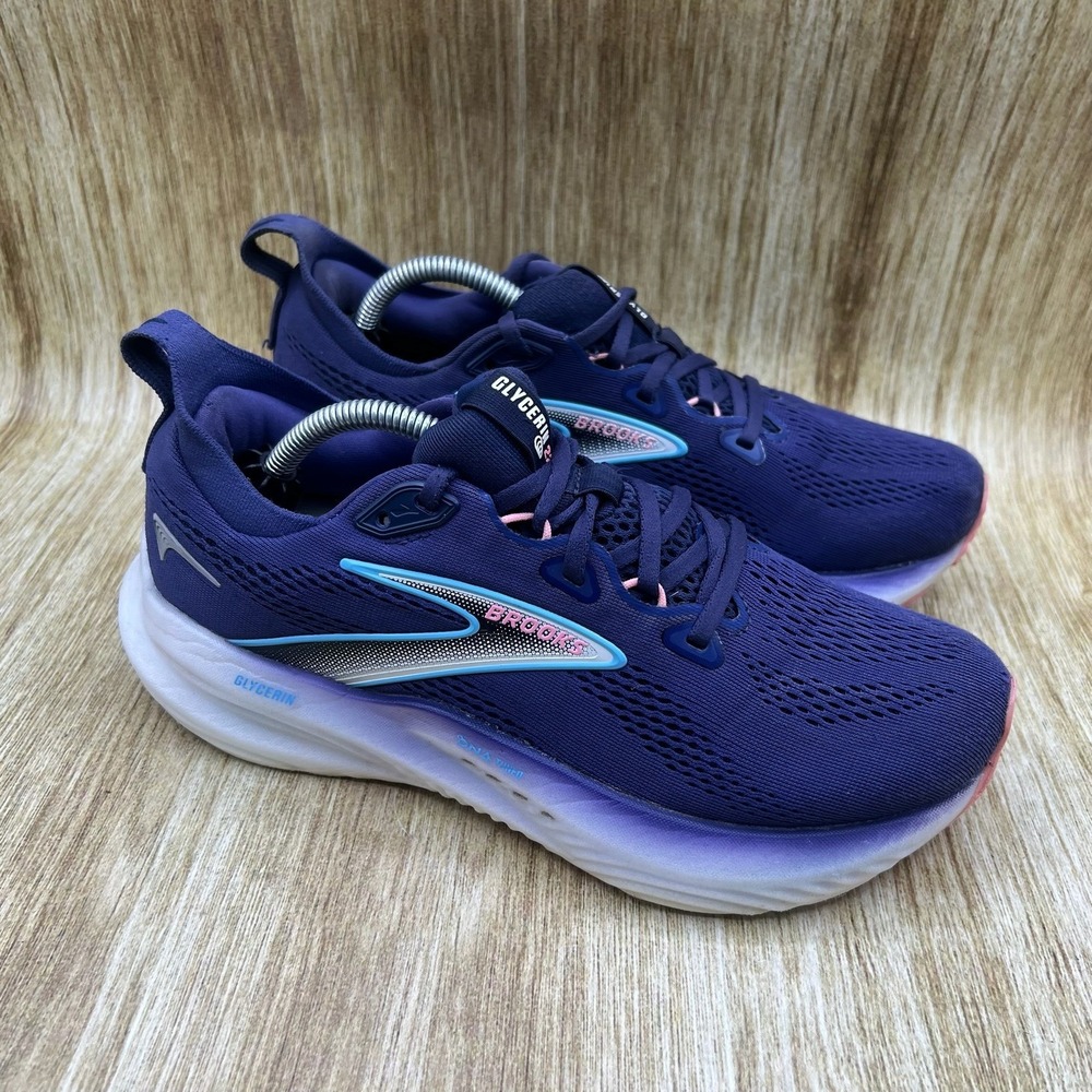 Brooks Glycerin 22 Women's Size 8 Wide Navy Blue Pink Running Shoes 1204341D429